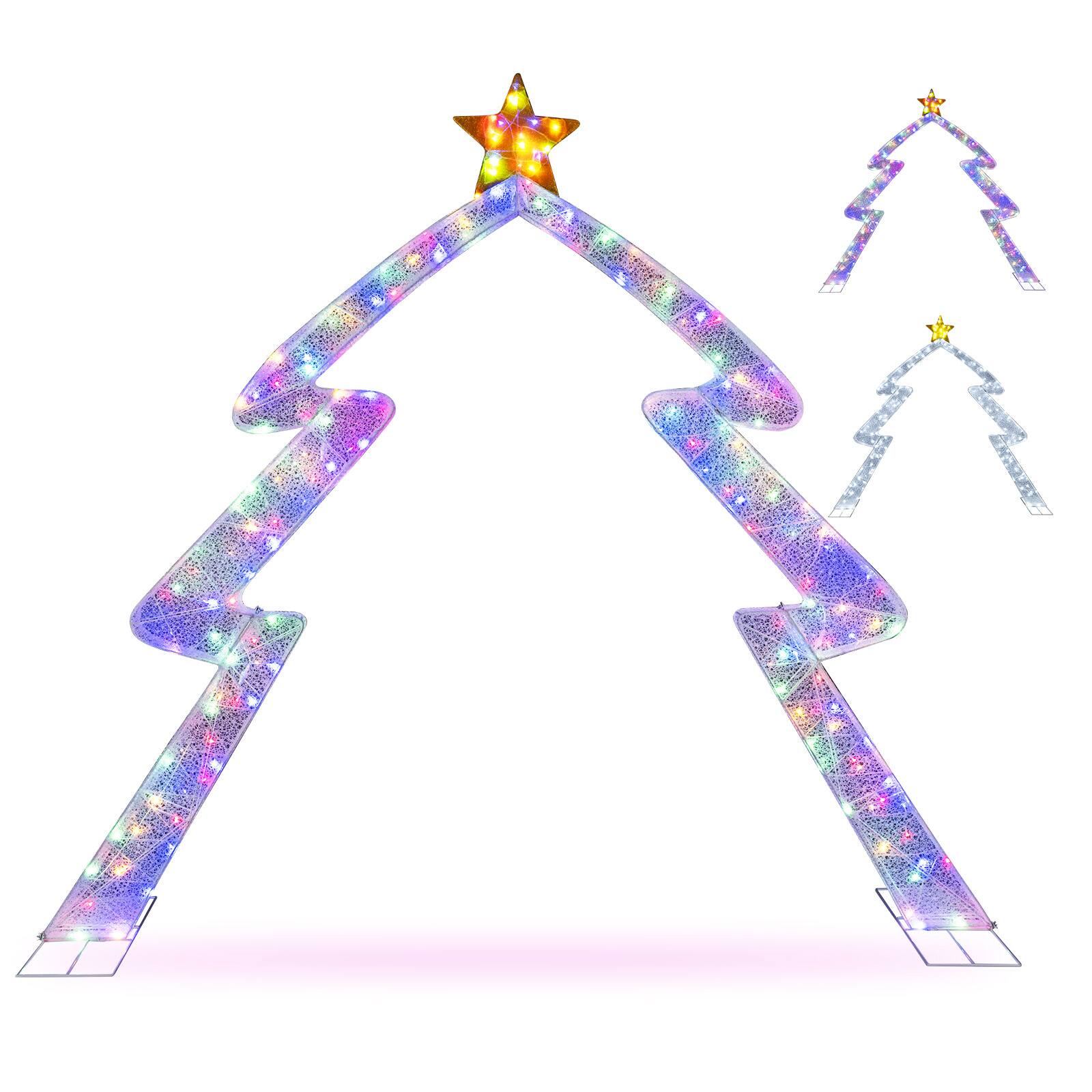 Alt View 5. Gymax - Gymax 8.8 FT Christmas Tree-shaped Archway w/Top Star Adjustable LED LightsZip Ties  Outdoor - White.