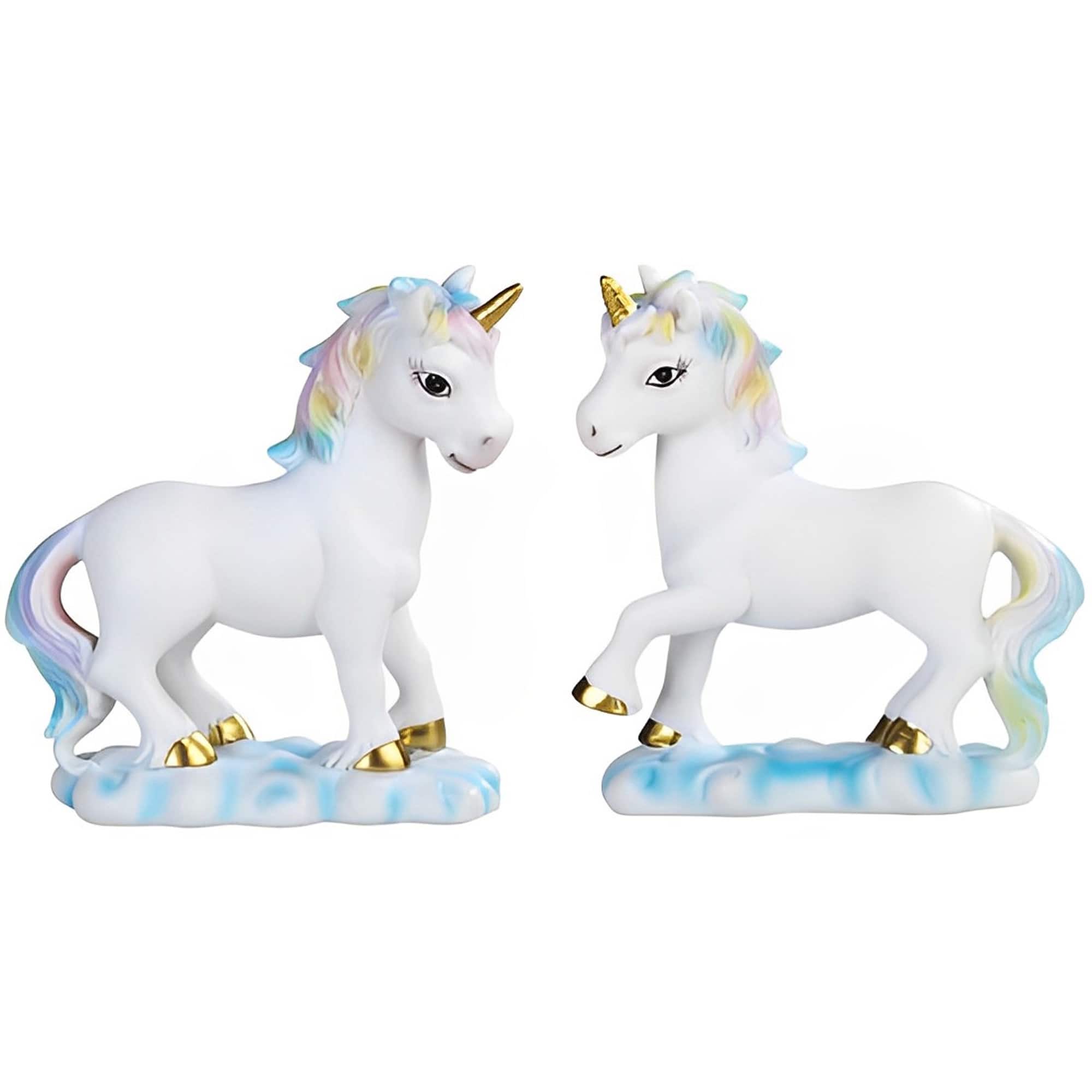 FC Design - 2-PC Lucite Unicorn with Mane 3.5"H Figurine Set Office Desk Tabletop Home Decor Gift - Multi-Color