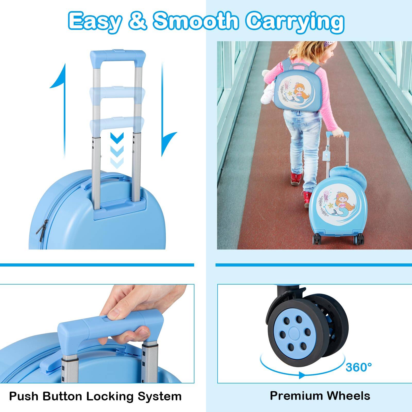 Easy & Smooth Carrying

Push Button Locking System

Premium Wheels

360°