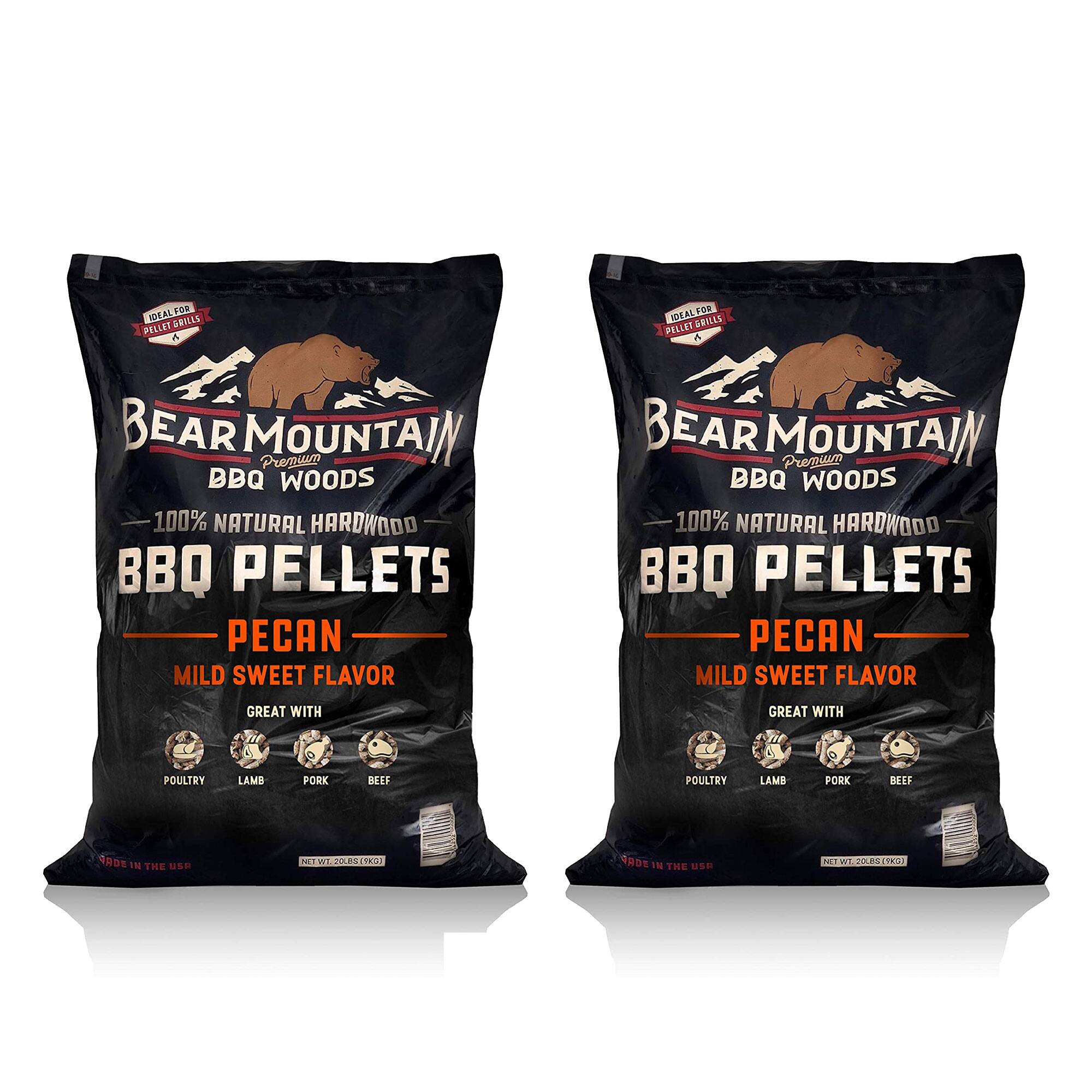 BEAR MOUNTAIN Premium BBQ WOODS 100% NATURAL HARDWOOD BBQ PELLETS PECAN MILD SWEET FLAVOR GREAT WITH POULTRY LAMB PORK BEEF