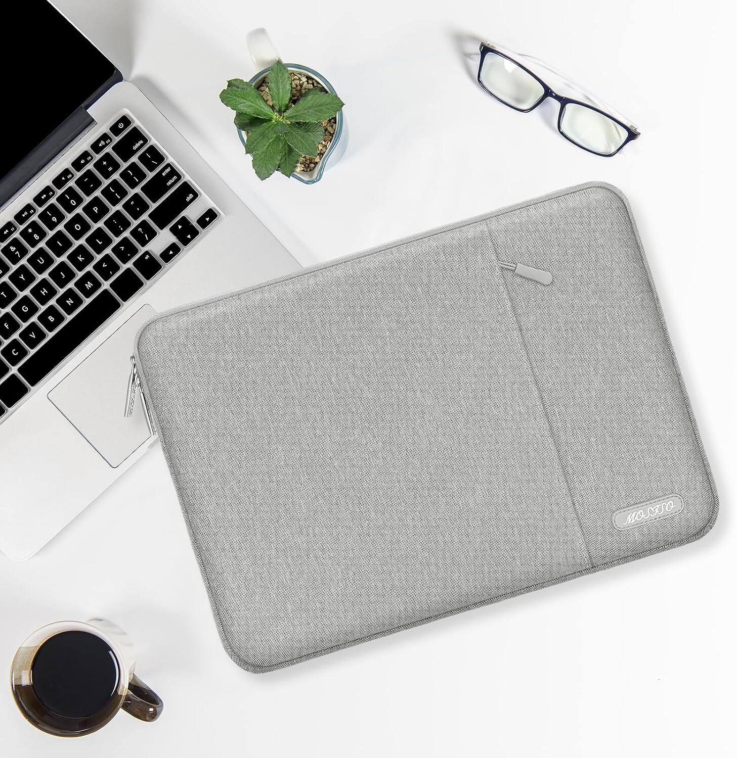 Alt View 1. mosiso - 11.6-12.3 Inch Laptop Sleeve with Pocket, Polyester Vertical Case for MacBook Air 11.6 Acer HP Dell Lenovo Samsung - Gray.