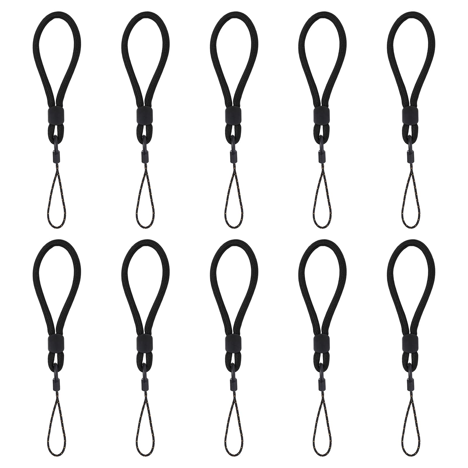 Unique Bargains - 10pcs Phone Lanyards Finger Strap, Short Anti-loss Hanging Rope for Phone, Key, Flashlight, USB Badge - Black