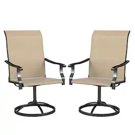 Outsunny - Swivel Chairs Set of 2, High Back Patio Dining Chairs with All-Weather Mesh for Backyard, Lawn - Brown