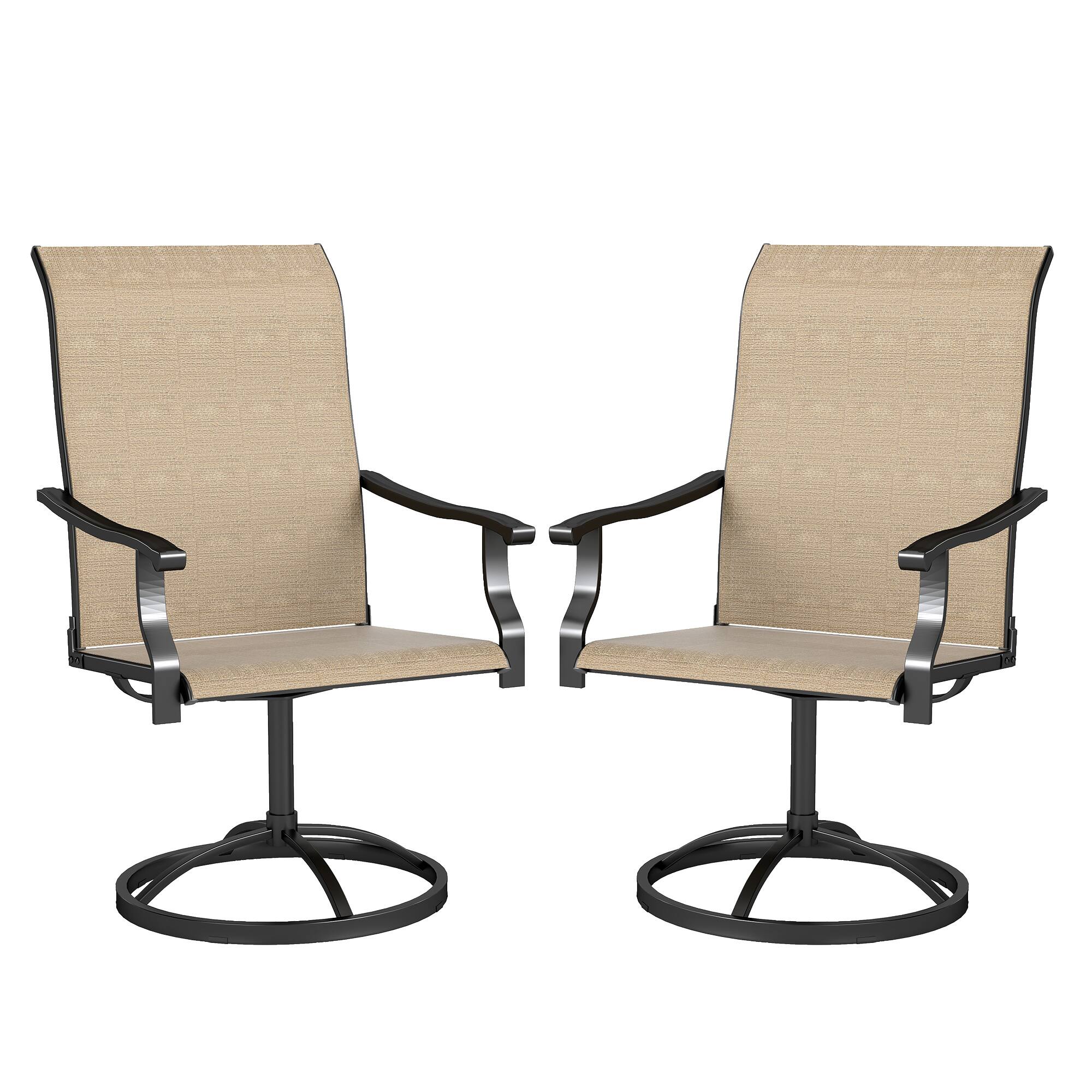 Front. Outsunny - Swivel Chairs Set of 2, High Back Patio Dining Chairs with All-Weather Mesh for Backyard, Lawn - Brown.
