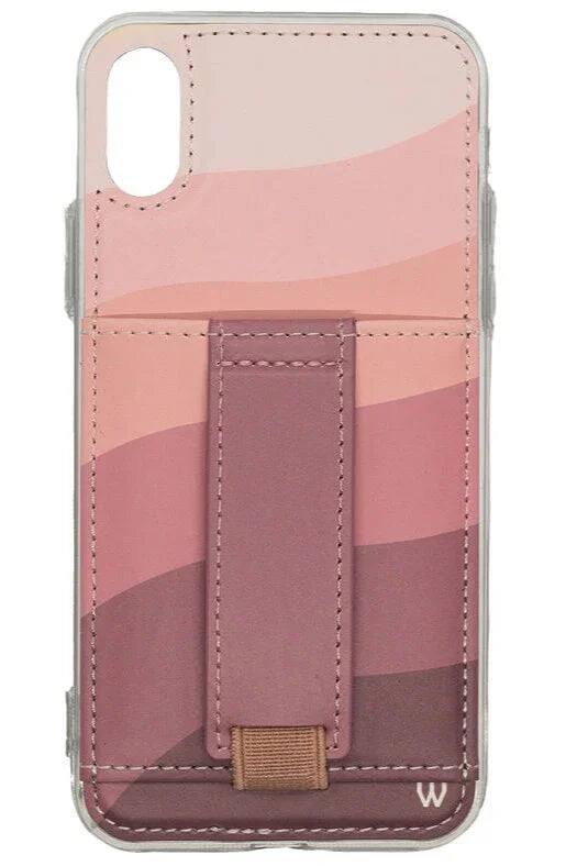 Front. Walli Cases - Walli Cases iPhone X/XS Phone Case with Wallet and Finger Strap - Shades of Plum - Shades of Plum.