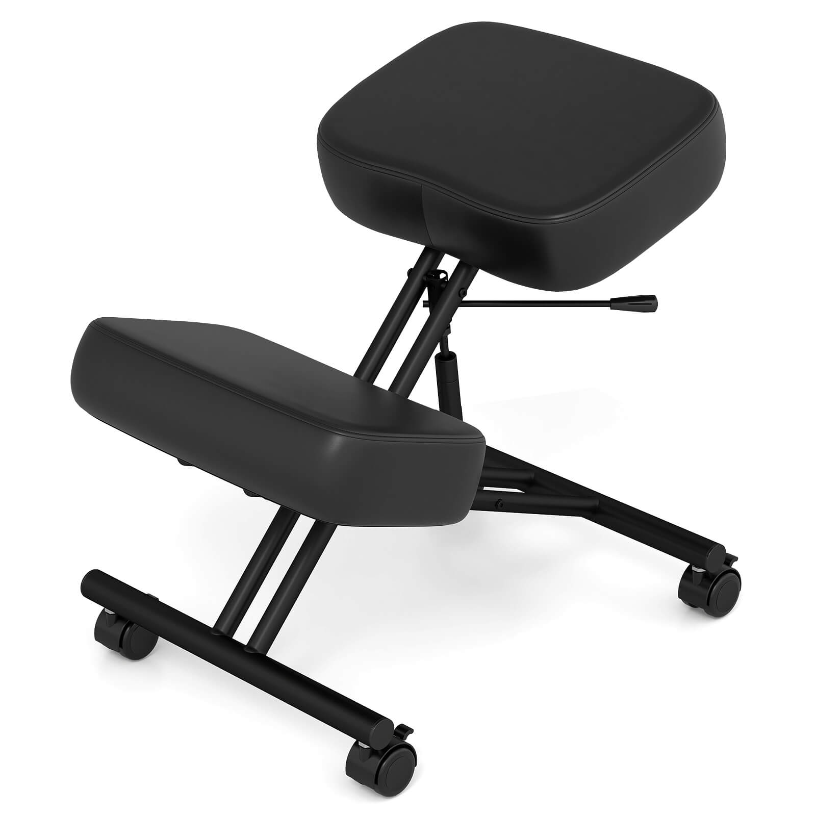 Costway - 1 PCS Height Adjustable Kneeling Chair with Angled Seat to Relieve Pain Universal Wheels - Black