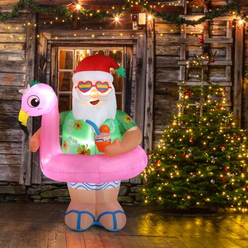 Alt View 9. Winado - 6FT Christmas Inflatable Hawaii Santa Claus with Built-in LED Lights Blow Up for Indoor Yard Party Holiday Decorations - Multicolor.