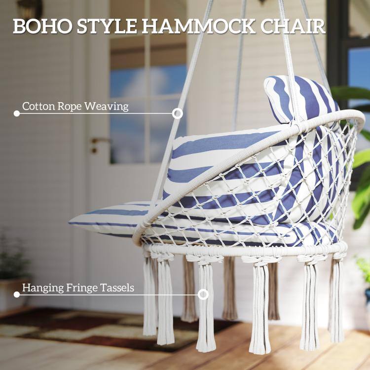 PULUZ Hammock Swing Chair, Macrame Hanging Chair with Large Cushion ...