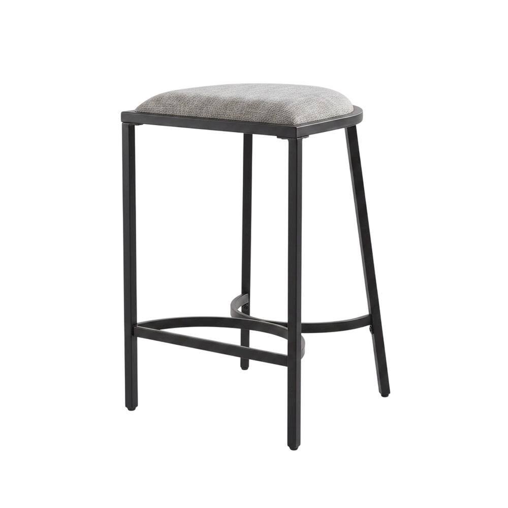 Left. FurniFact - Counter Height Bar Stool Set with Plush Upholstery and Wooden Legs - Gray.