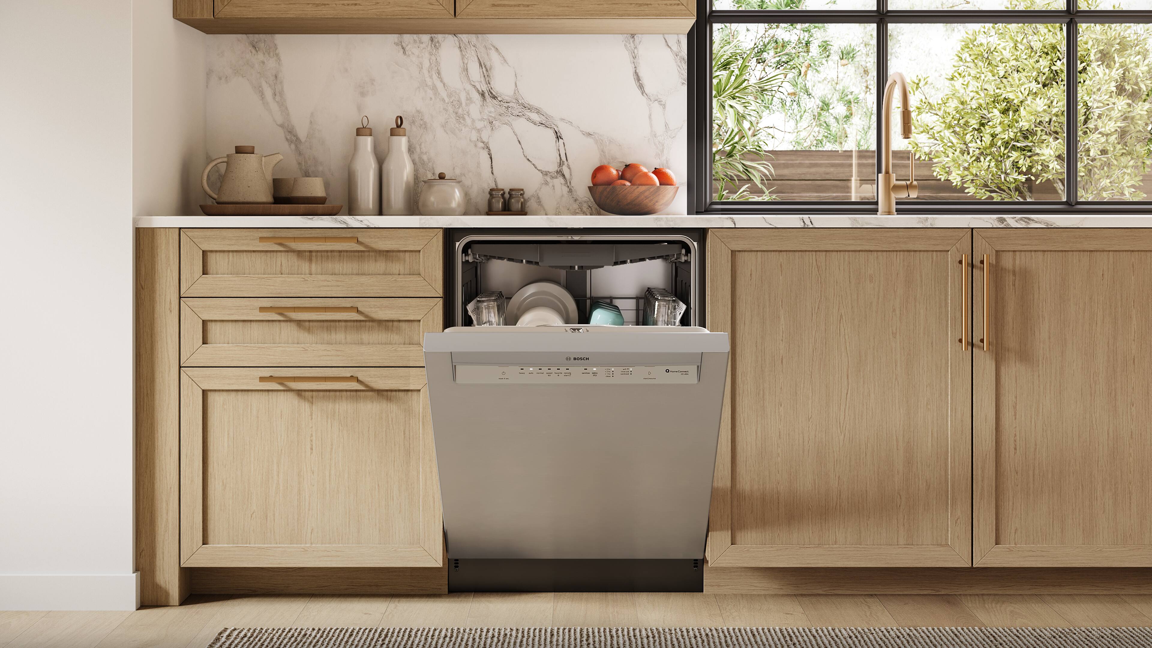 Alt View 1. Bosch - 300 Series 24" Front Control Smart Built-In Stainless Steel Tub Dishwasher with 3rd Rack and PrecisionWash, 48 dBA - Stainless Steel.