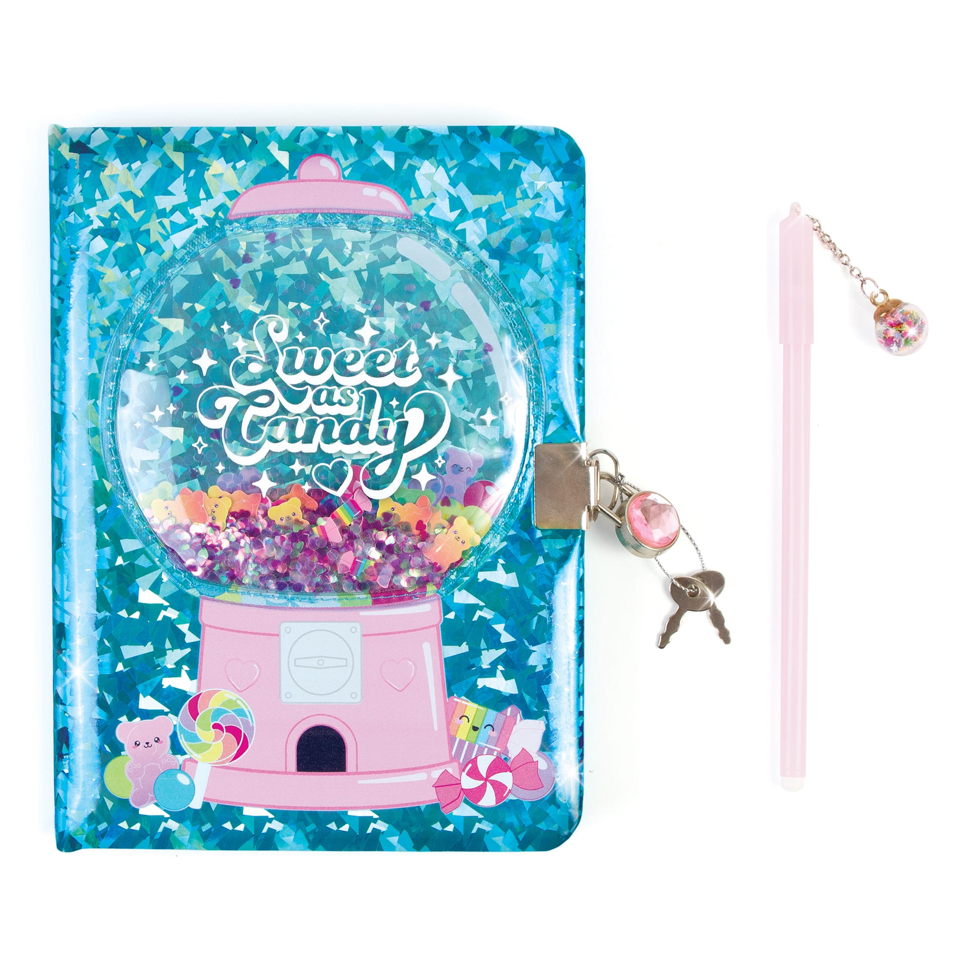 Make It Real 3c4g: Bubble Gum Glitter Locking Journal W  Pen 