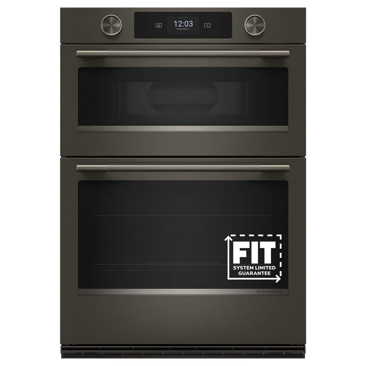 KitchenAid - 30" Smart Built-In Electric Combination Wall Oven with Microwave and Intelligent Cooking Camera - Black Ore