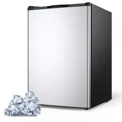 Front. SKONYON - Compact Upright Freezer 3 Cu Ft with Stainless Steel Door - Silver+Black.