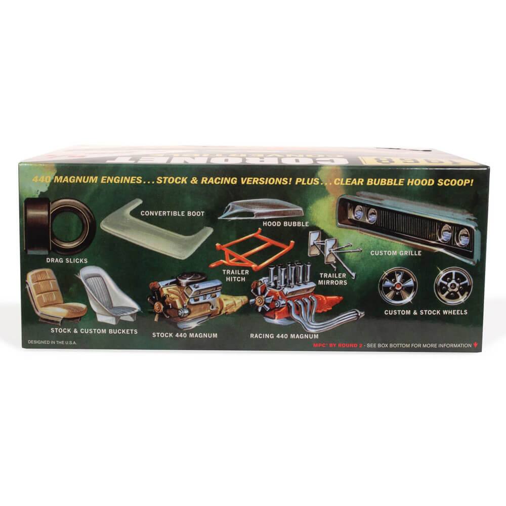 CORONET U96 440 MAGNUM ENGINES... STOCK & RACING VERSIONS! PLUS... CLEAR BUBBLE HOOD SCOOP! CONVERTIBLE BOOT HOOD BUBBLE DRAG SLICKS CUSTOM GRILLE TRAILER HITCH TRAILER MIRRORS CUSTOM & STOCK WHEELS STOCK & CUSTOM BUCKETS DESIGNED IN THE USA STOCK 440 MAGNUM RACING 440 MAGNUM MPC BY ROUND 2... SEE BOX BOTTOM FOR MORE INFORMATION