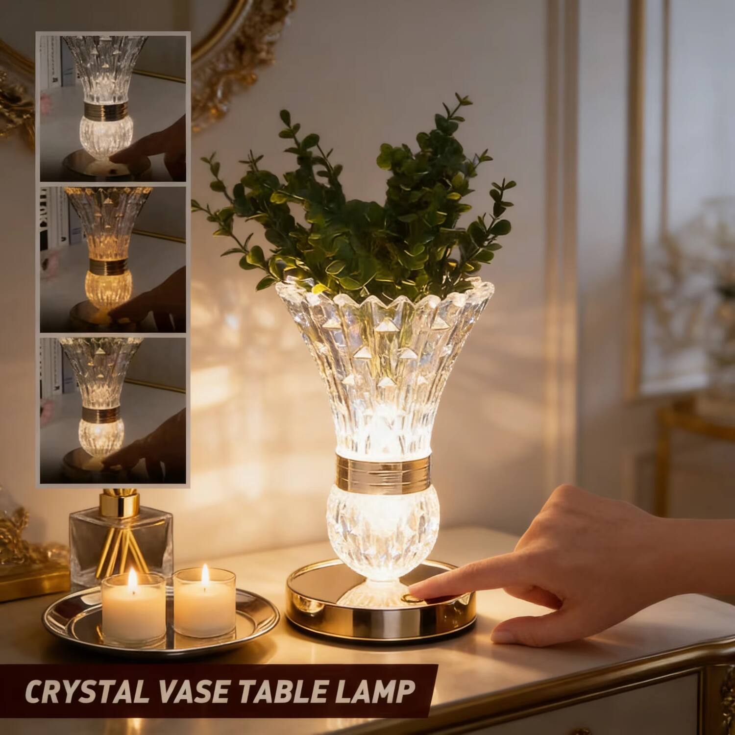 CRYSTAL VASE TABLE LAMP