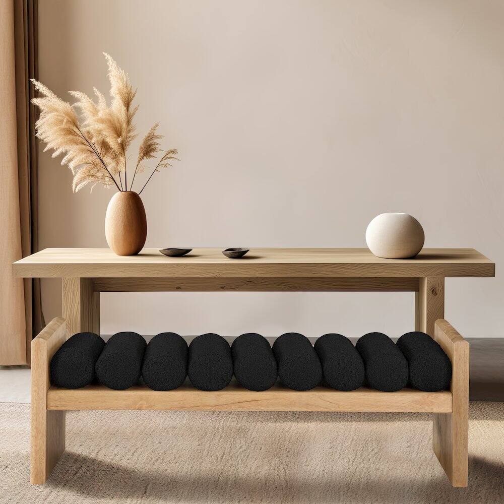 Alt View 1. Meridian Furniture - Waverly Black Boucle Fabric Bench - Black.