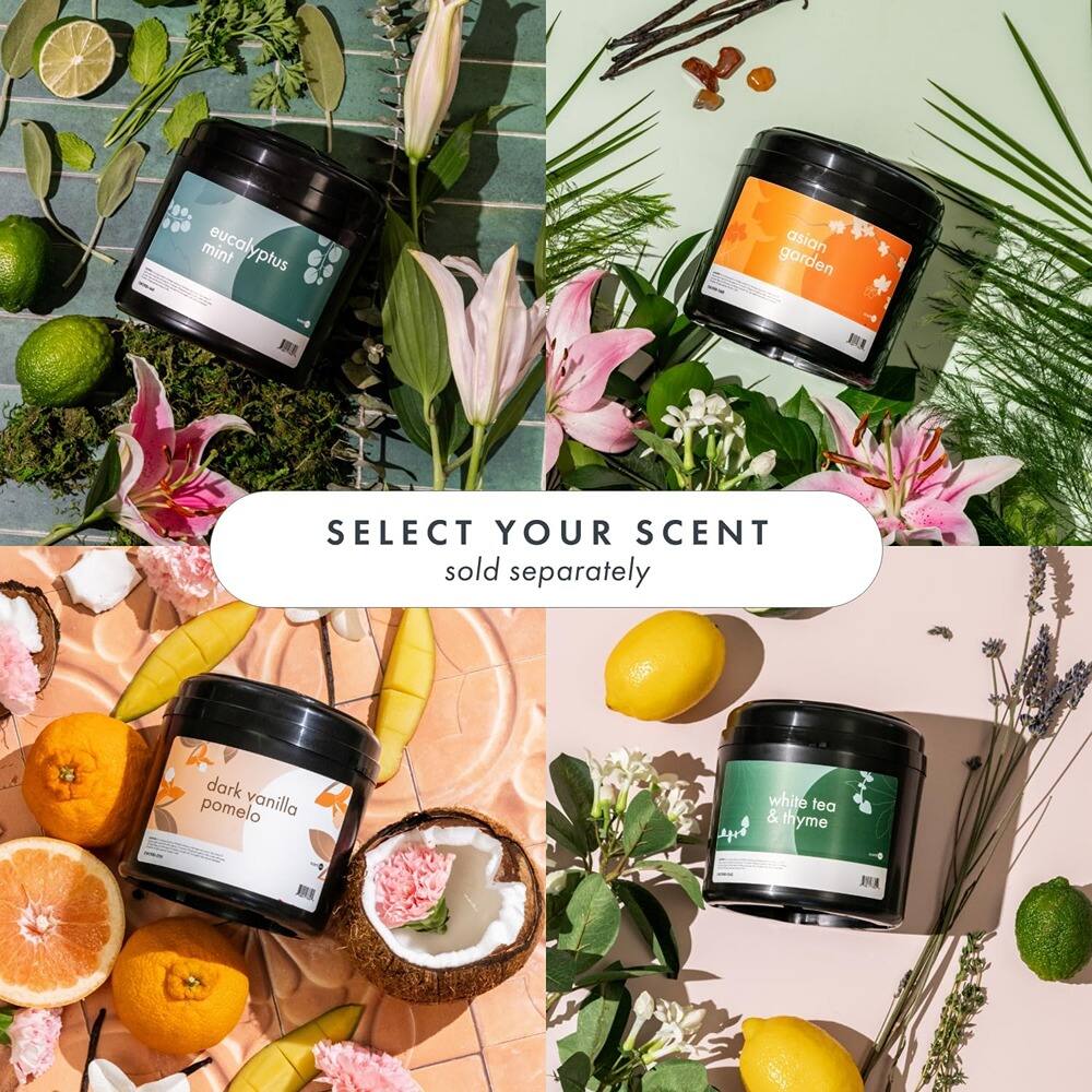 mint eucalyptus  
asian garden  
dark pomelo vanilla  
white tea & thyme  

SELECT YOUR SCENT  
sold separately