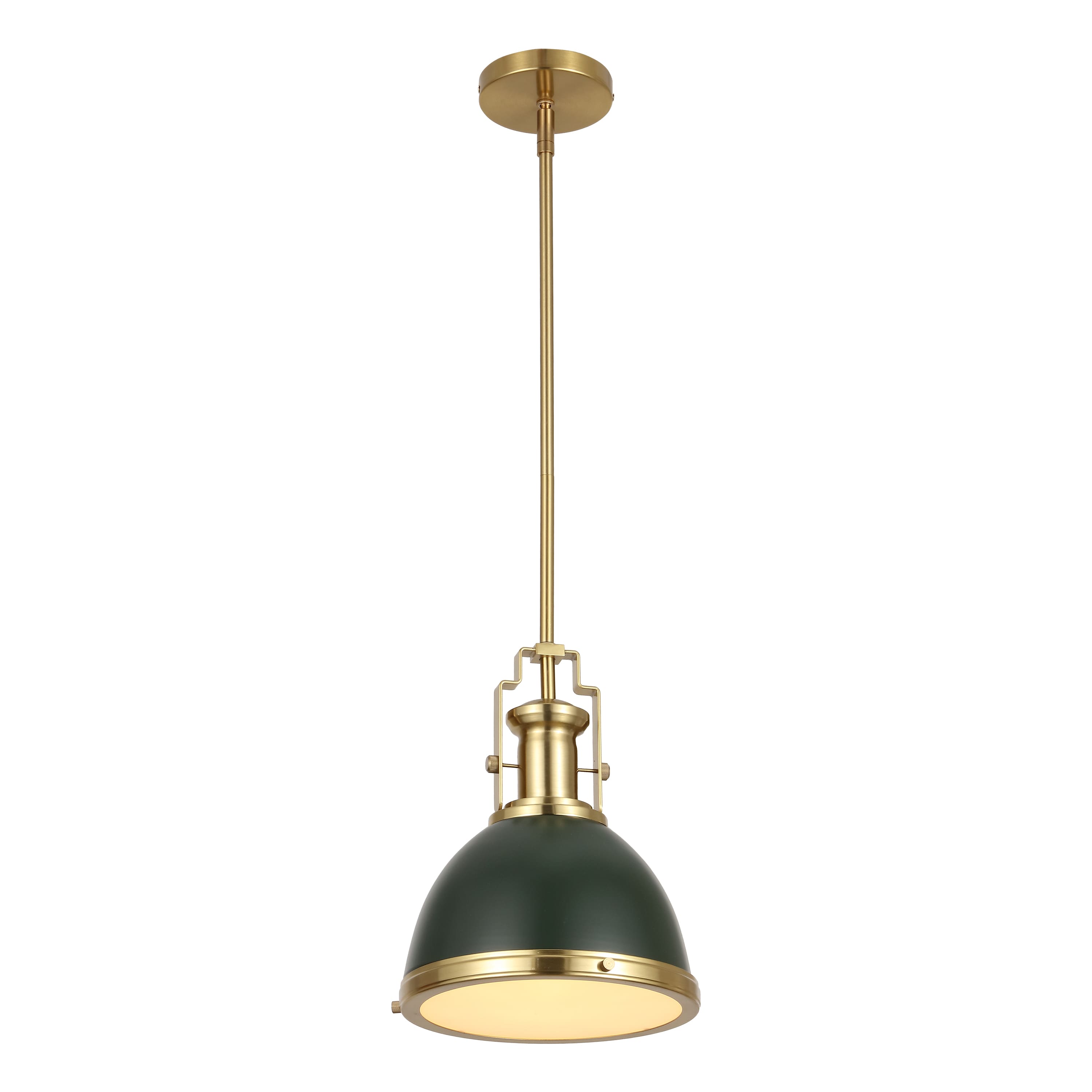 "Jonathan Y - Homer 10"" 1-Light Modern Industrial Metal LED Dome Pendant, Kombu Green/Brass Gold - Kombu Green/Brass Gold with Kombu Green Shade" price history on PriceWatchPro