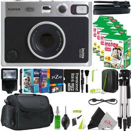Fujifilm - INSTAX MINI EVO Hybrid Instant Camera + 4x Film Pack Top Accessory Kit - Black