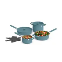 Bella - Fits-anywhere Kitchenware: 9-Piece Store More Ceramic Nonstick Cookware Set - Surf - Front_Zoom