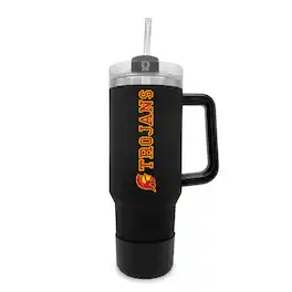 The Fanatic Group - USC Trojans 40oz. Stainless Tumbler with Handle & Removable Straw - Black