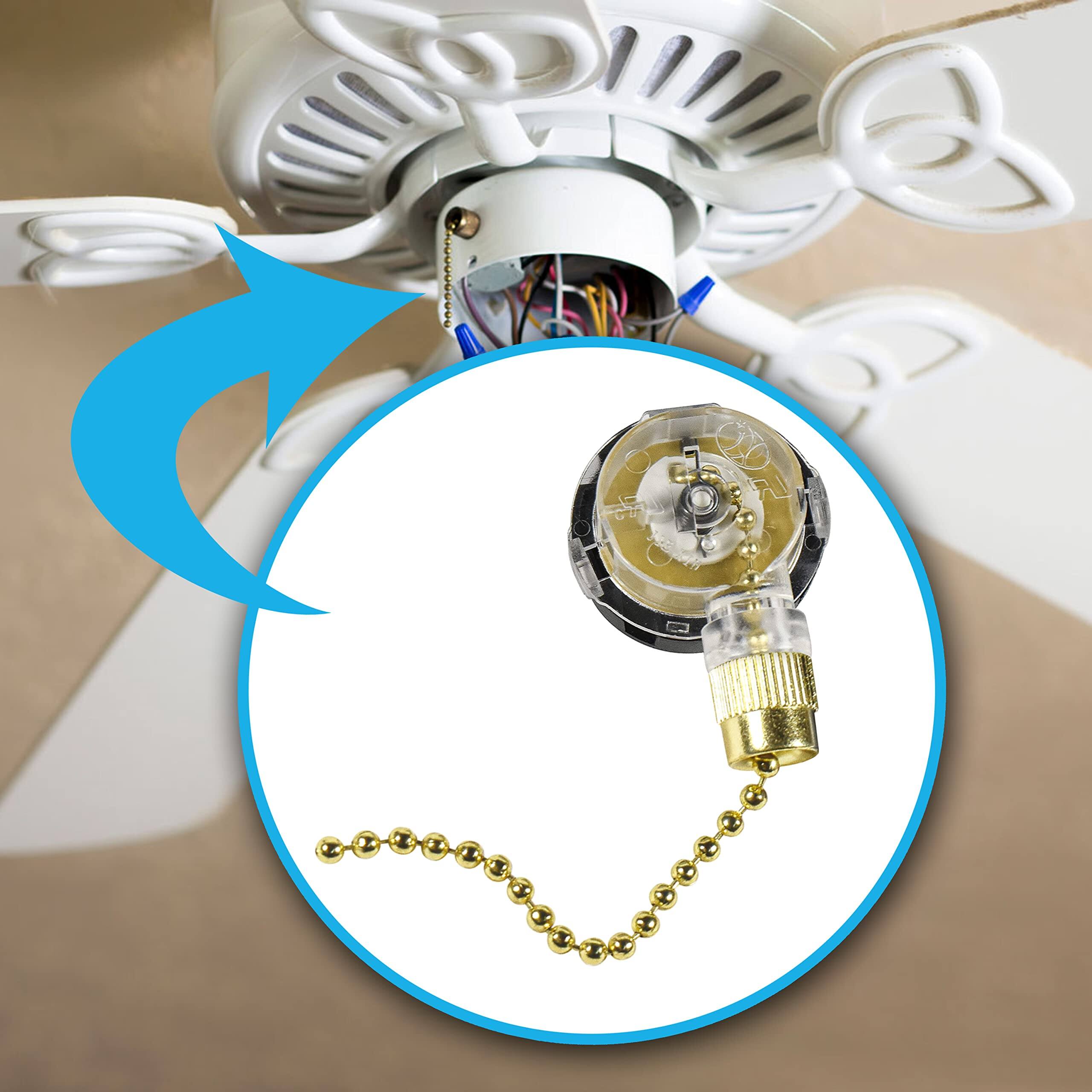 Alt View 2. HQRP - Ceiling Fan 3-Speed Control Switch for Hampton Bay Ceiling Fan (OFF,L-1, L-2, L-3) - yellow.