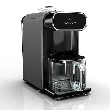 Front. ChefWave - ChefWave Milkmade Non-Dairy Milk Maker (Silver/Black) with 6 Program, Auto Clean - Black.
