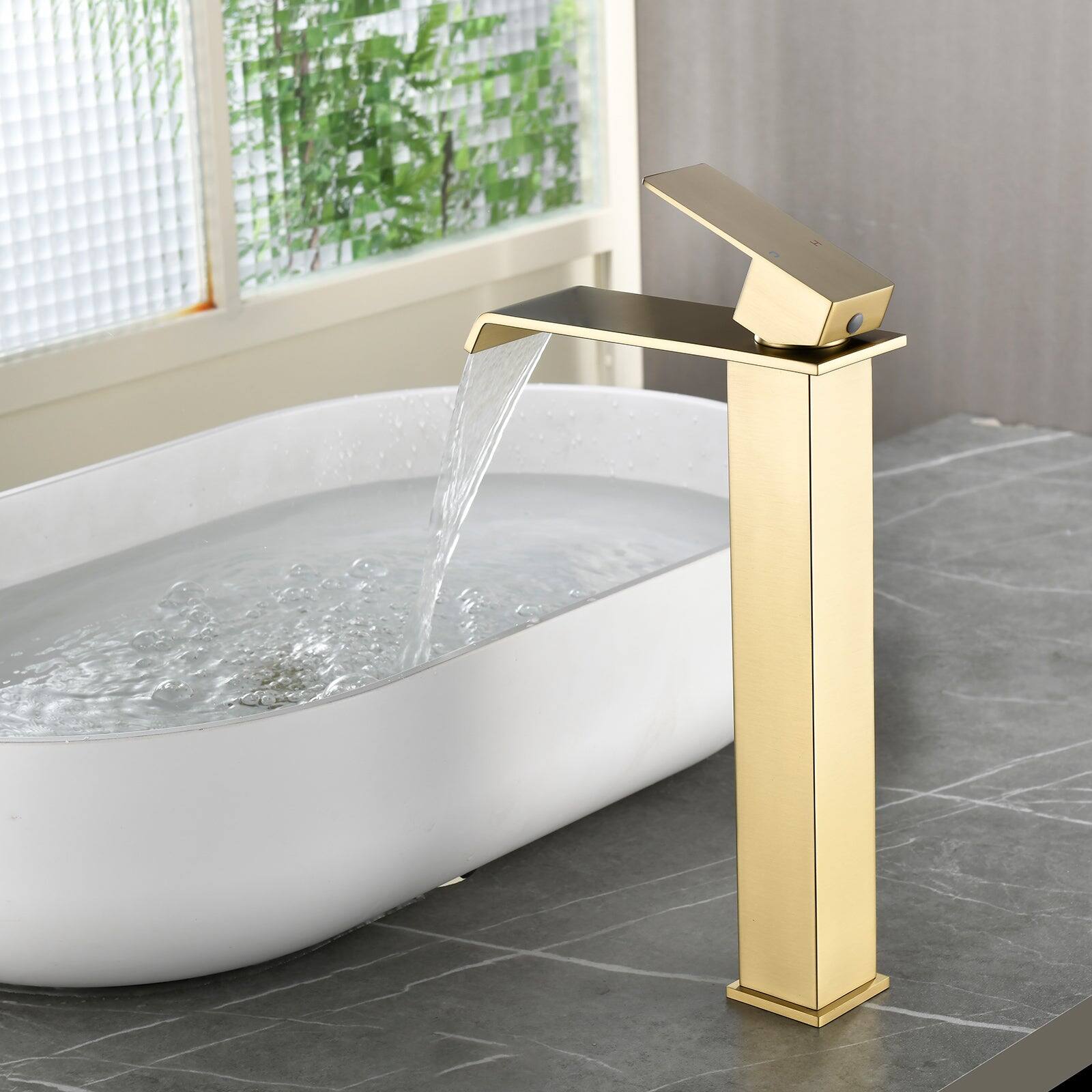 Alt View 4. Boyel Living - Brushed Gold Faucet SUS304 Waterfall Spout cUPC Cartridge 60cm Supply Line Pop Up Drain - Brushed Gold.