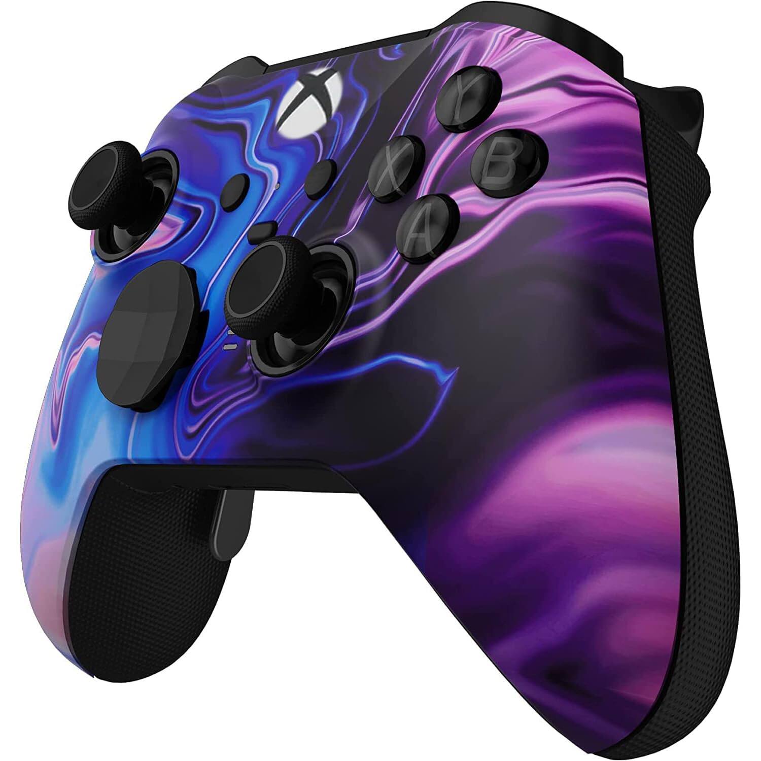 Angle. Custom Controllerzz - Custom Elite Series 2 Wireless Controller for Xbox Series X, Xbox Series S, Xbox One - Blue & Purple Swirl.