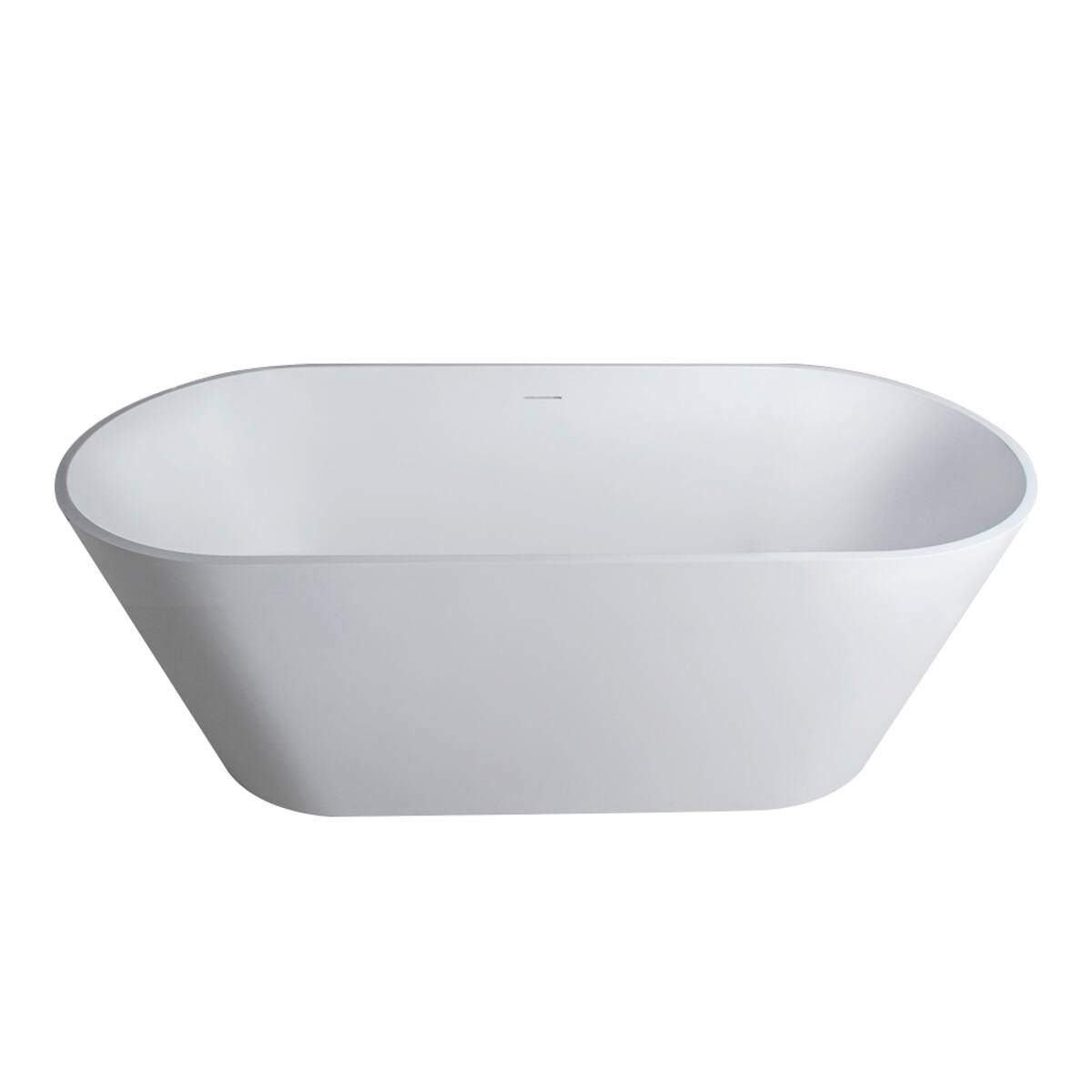 Loheer Freestanding Solid Surface Soaking Bathtub, Oval Tub with Center ...