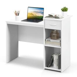 Kadyn - Computer Desk with Drawer Modern Laptop PC Desk with Adjustable Shelf and Cable Hole- Home Office Desks - White