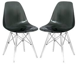 LeisureMod - Cresco Modern Acrylic Dining Chair with Eifel Design Legs for Dining Room, Kitchen and Home Office - Transparent Black