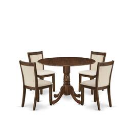 East West Furniture - 5 Pc Dining Set Includes a Round Kitchen Table and 4 Parson Chairs - Gray