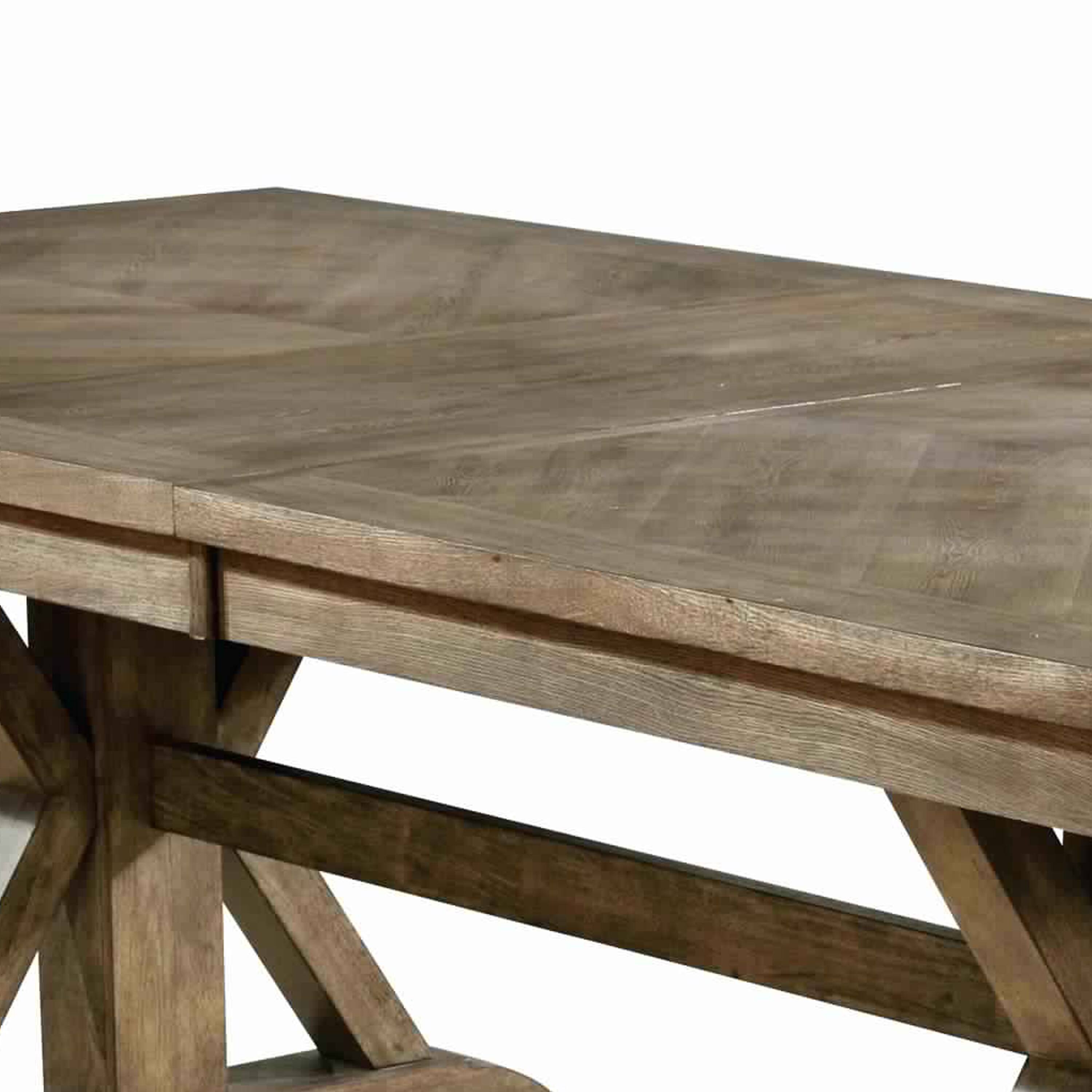 Alt View 2. Manhattan Lane - Transitional Style Wooden Dining Table with Trestle Base, Brown - Brown.