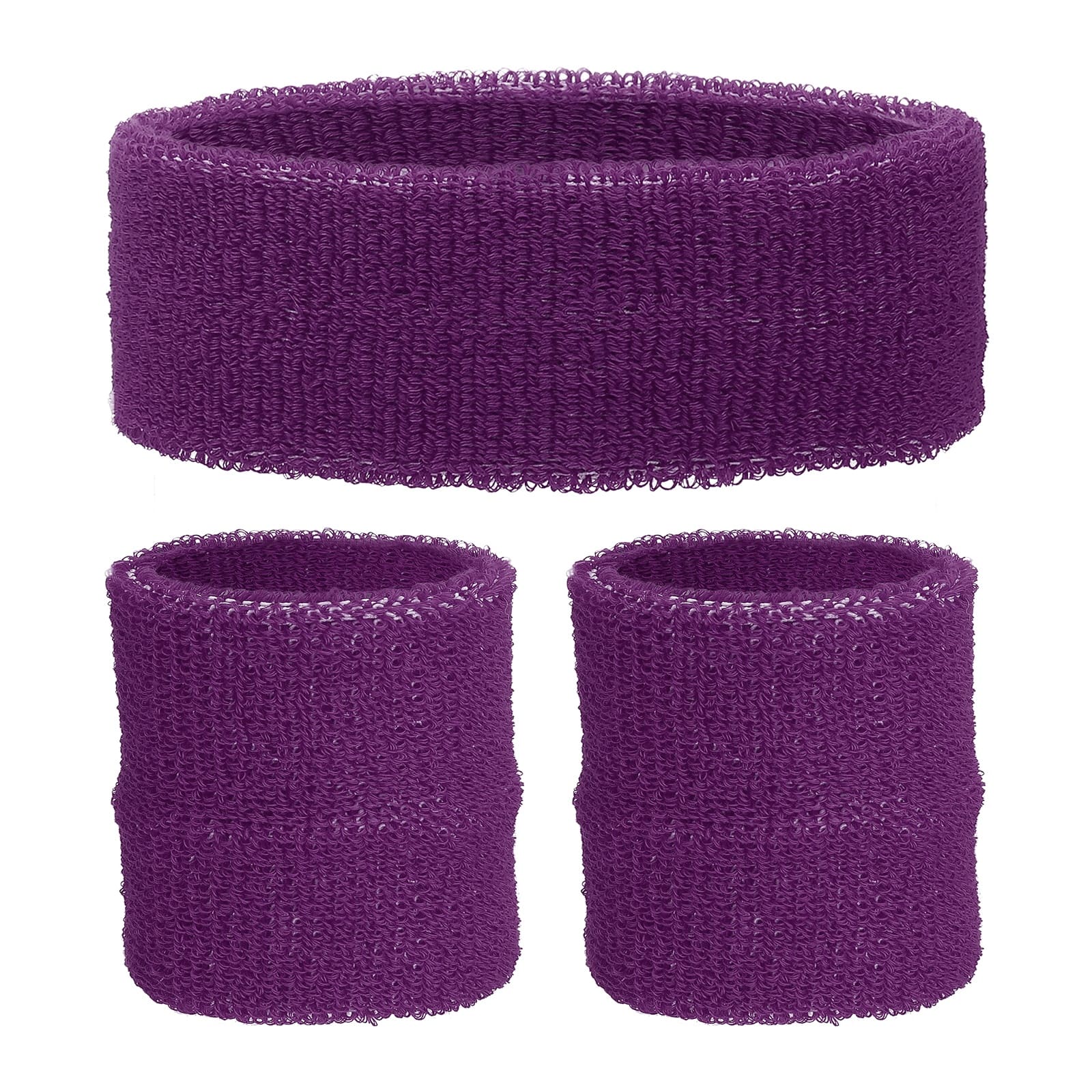 Unique Bargains - Sweatband Set, 1pc Headband + 2pcs Wristbands Moisture Wicking Breathable Athletic Bands 3pcs for Sports - Dark Purple price history on PriceWatchPro