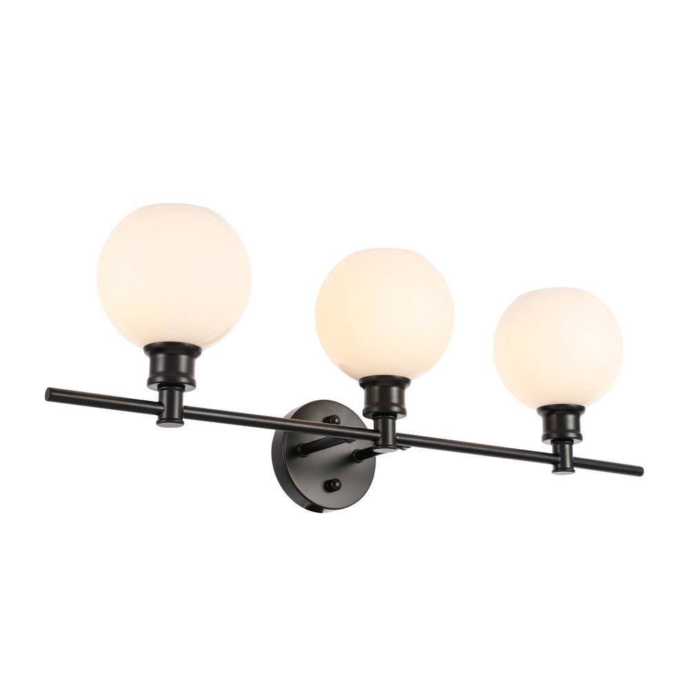 Alt View 6. Living District - Collier 3 light Black and Frosted white glass Wall sconce - Black And Frosted White Glass.