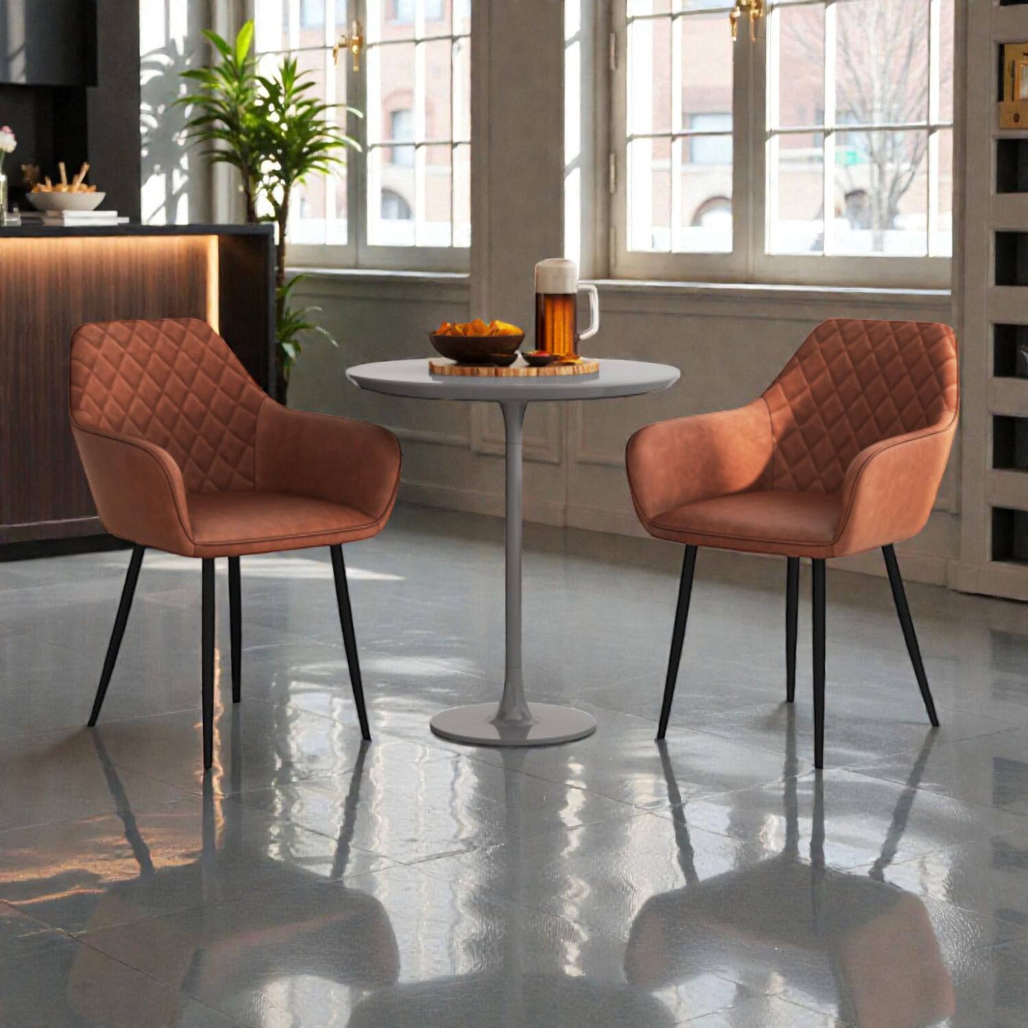 Front. Hivvago - Two-Piece Leisure Chair Set with Contoured Back and Generous Seat - Coffee.