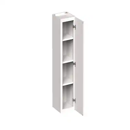 Front. Boyel Living - 12-in W x 42-in H x 12-in D Slim Shaker RTA Kitchen Wall Cabinet with Soft-Close - Snow White.