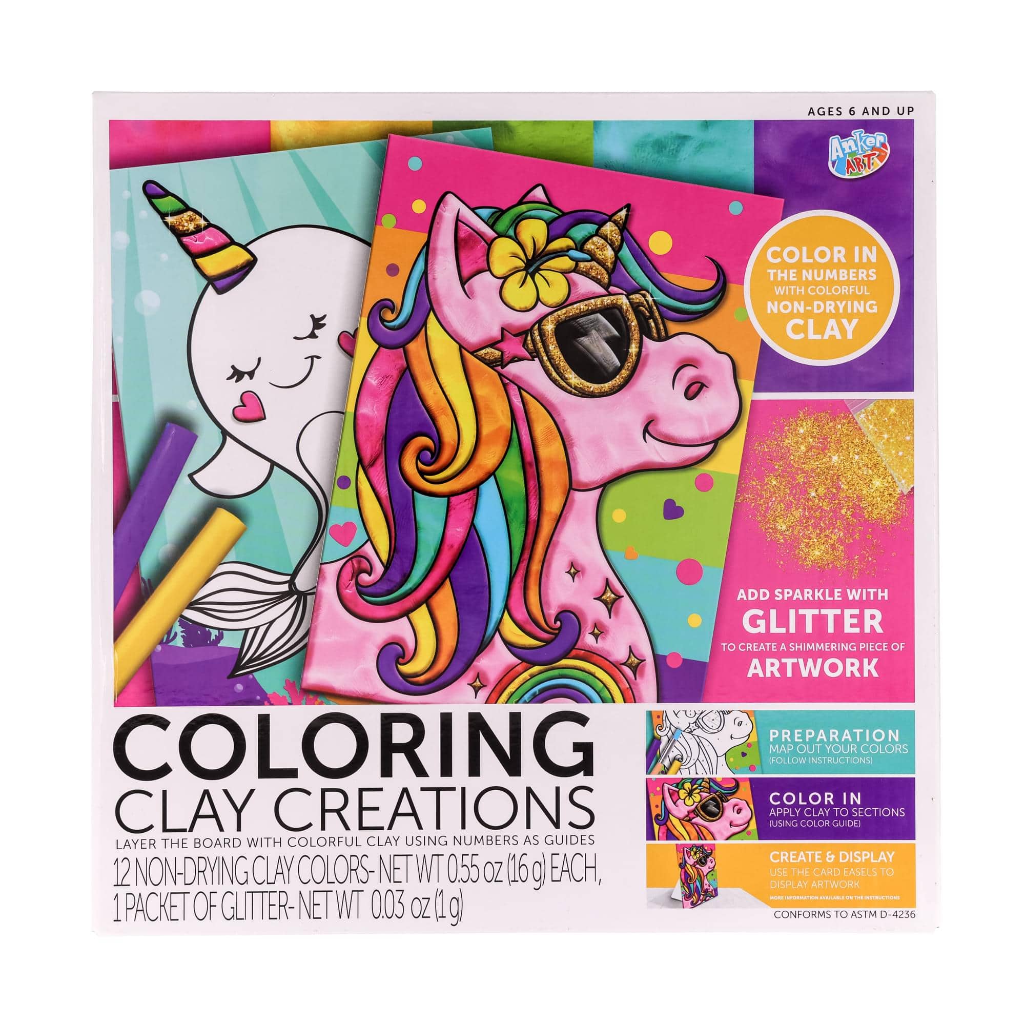 Anker Play - Coloring Clay Creations Design Kit | Unicorn - Multi-Colored