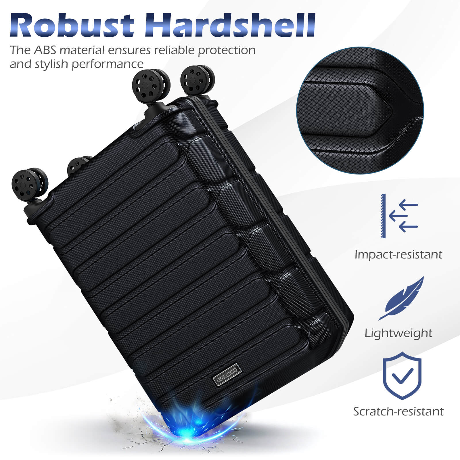 Robust Hardshell

The ABS material ensures reliable protection and stylish performance

- Impact-resistant
- Lightweight
- Scratch-resistant