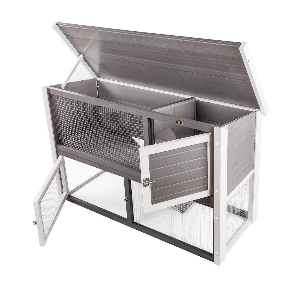 Angle. New Age Pet - ECOFLEX Columbia Rabbit Hutch in Grey - Grey.