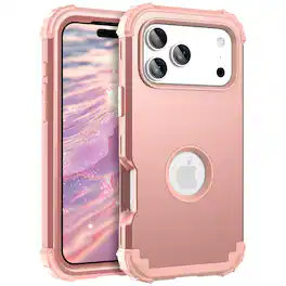 UUCOVER - Heavy Duty Protective Case for iPhone 17 Pro Max, Shockproof Silicone+PC Hybrid Case Anti-Scratch Back Cover - Rosegold