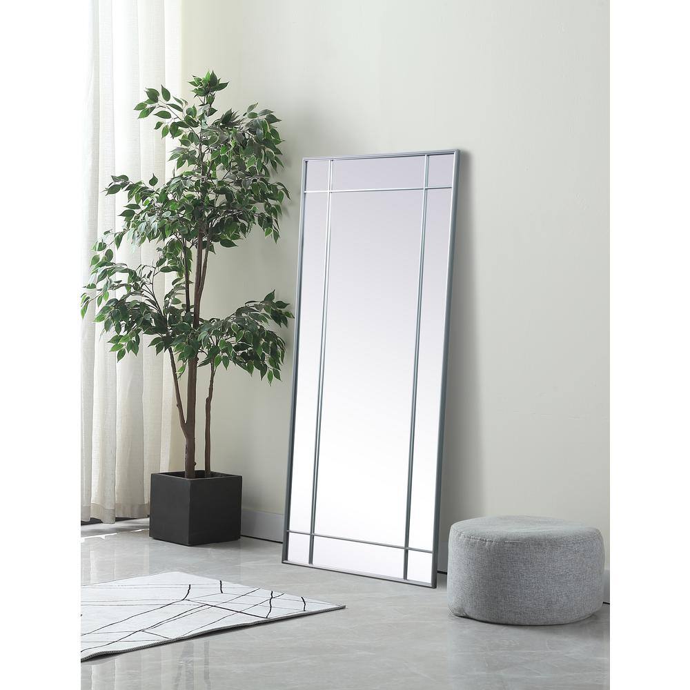 Alt View 4. Elegant Decor - French Panel Full Length Mirror 30x70 Inch In Silver - Silver.