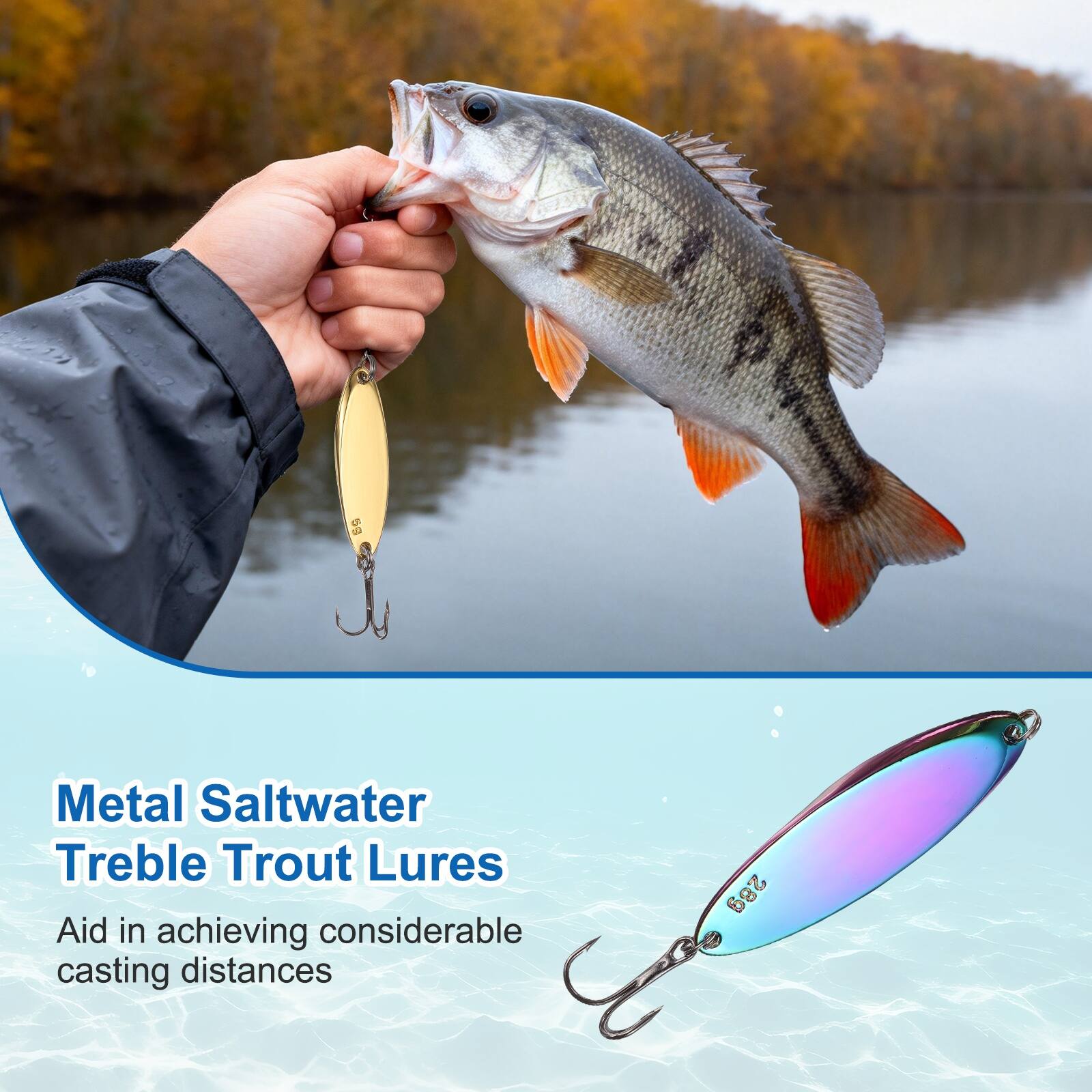 Metal Saltwater Treble Trout Lures  
Aid in achieving considerable casting distances  
28g