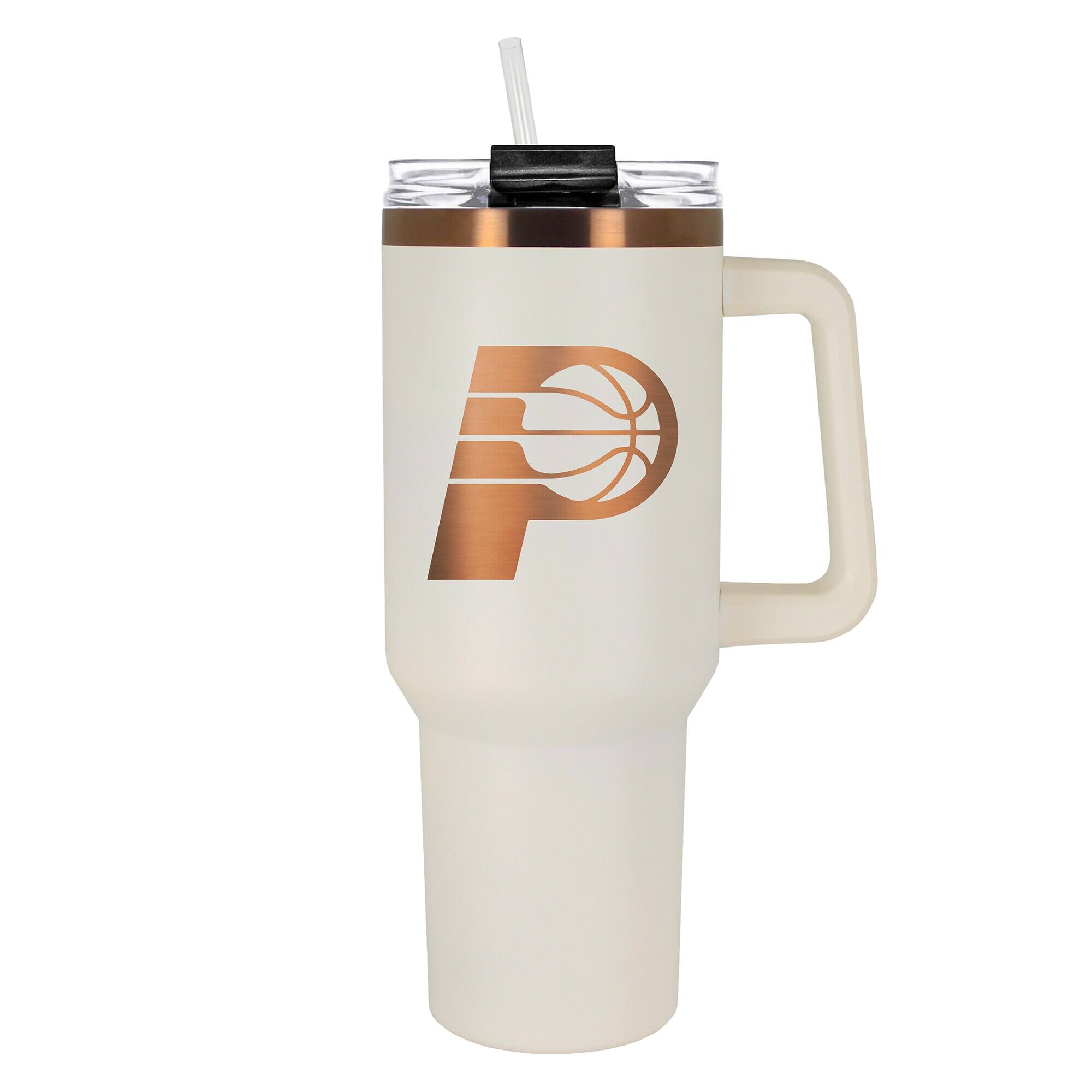 Front. Great American Products - Indiana Pacers 40oz. Colossus Copper Edition Tumbler - Cream.