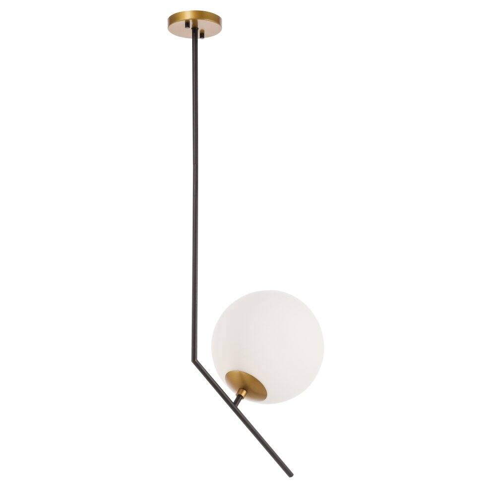 Alt View 6. Living District - Ryland 1 Light Black And Brass And Frosted White Glass Pendant - Black And Brass And Frosted White Glass.
