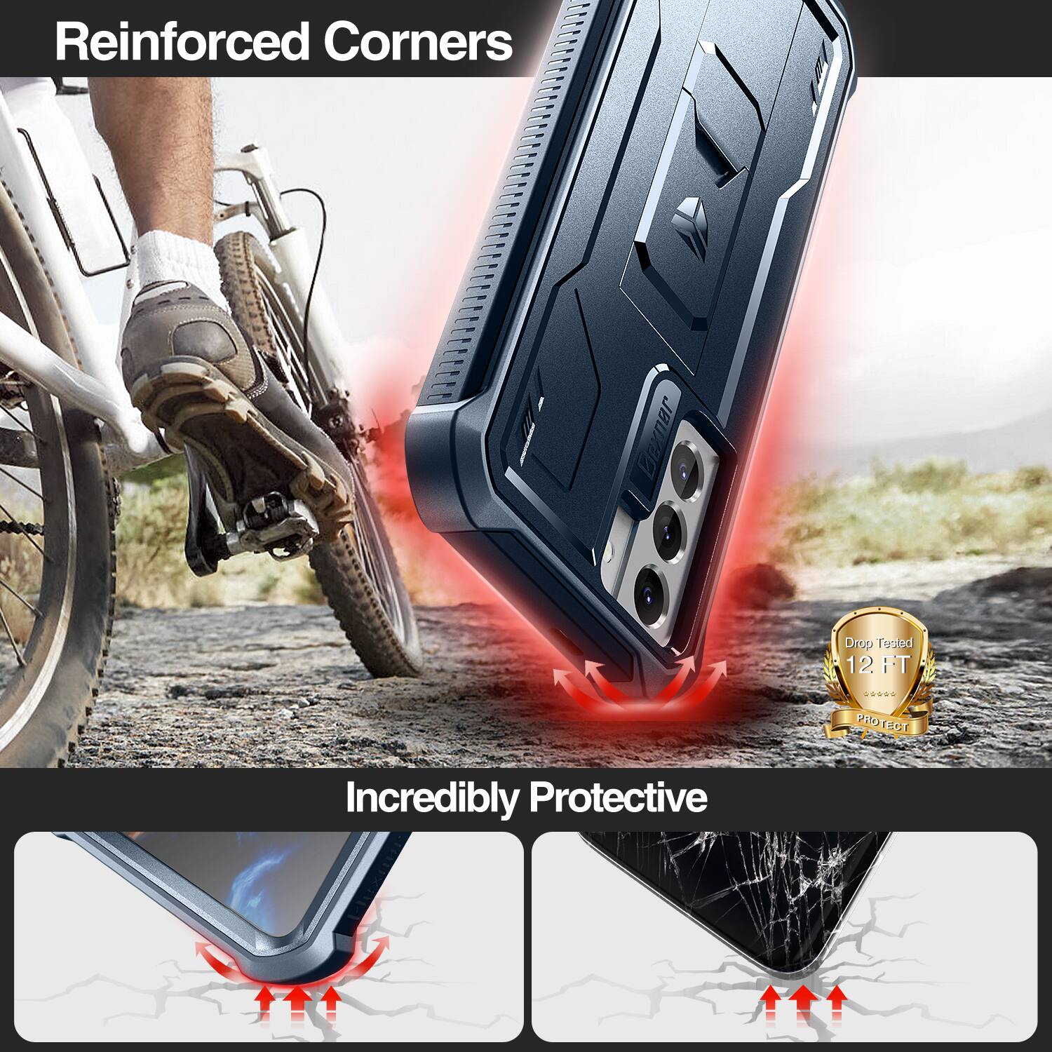 Reinforced Corners

Incredibly Protective

Drop Tested 12 FT

PROTECT