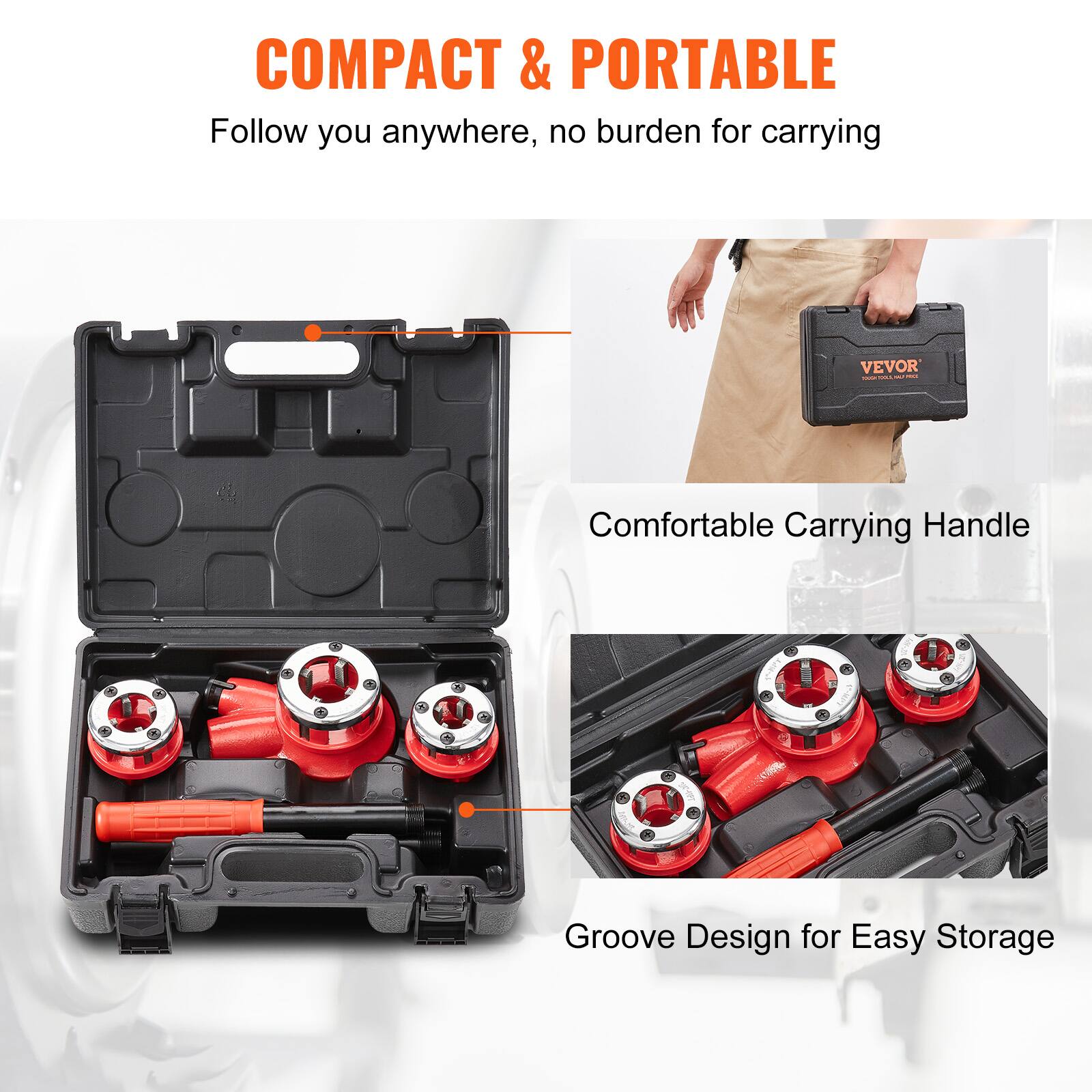 COMPACT & PORTABLE  
Follow you anywhere, no burden for carrying  

Comfortable Carrying Handle  

Groove Design for Easy Storage