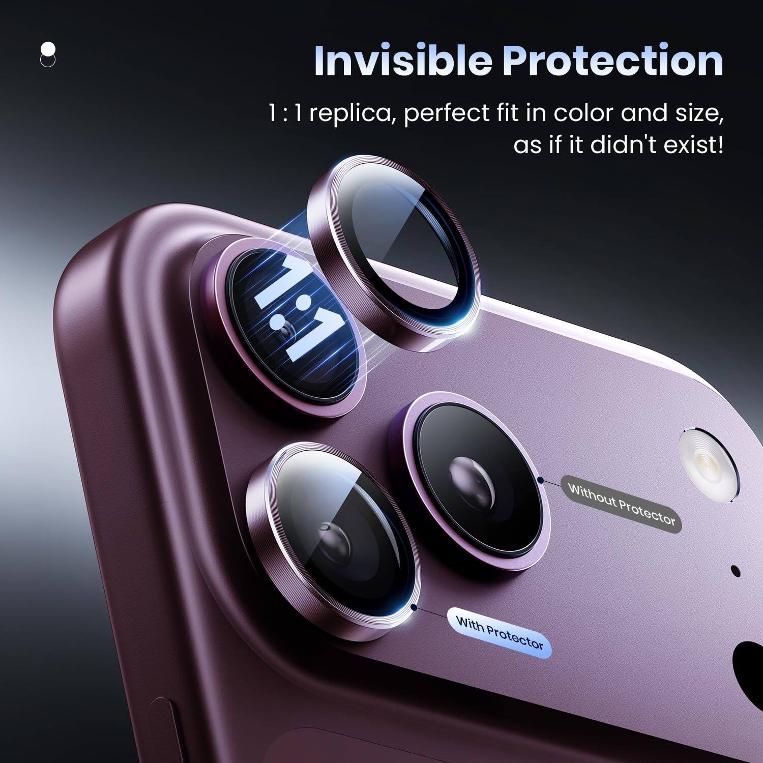Invisible Protection  
1:1 replica, perfect fit in color and size, as if it didn't exist!  
1:1  
Without Protector  
With Protector