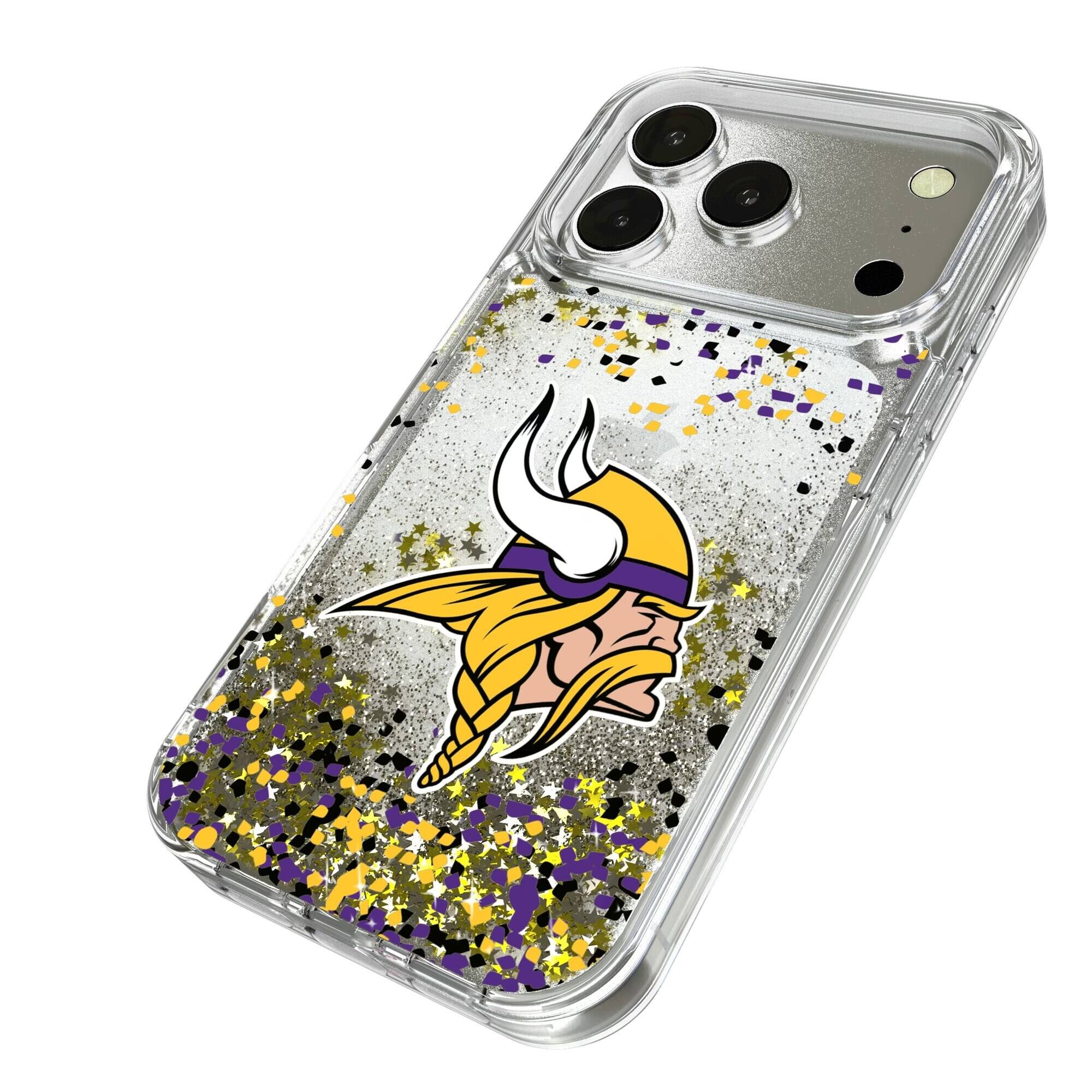 Alt View 1. Keyscaper - Minnesota Vikings iPhone Glitter Case with Confetti Design - 16 - Multicolor.